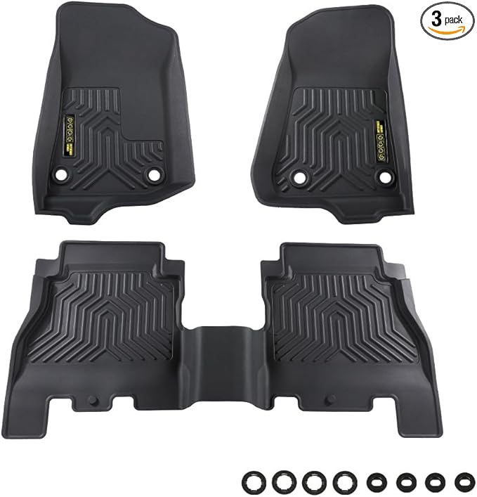 PIT66 Floor Mats Cargo Liners Compatible with Jeep Wrangler JL Unlimited 4 Door Only 2018-2024 (Not Fit for JK or 4XE) (Heavy Duty) Premium All Weather TPE Trunk Liners