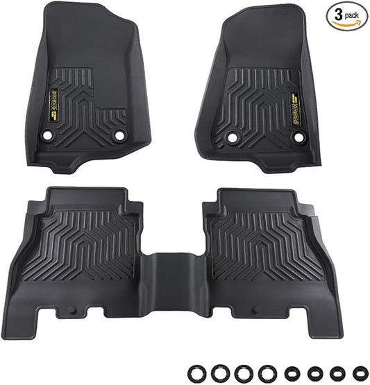 PIT66 Floor Mats Cargo Liners Compatible with Jeep Wrangler JL Unlimited 4 Door Only 2018-2024 (Not Fit for JK or 4XE) (Heavy Duty) Premium All Weather TPE Trunk Liners