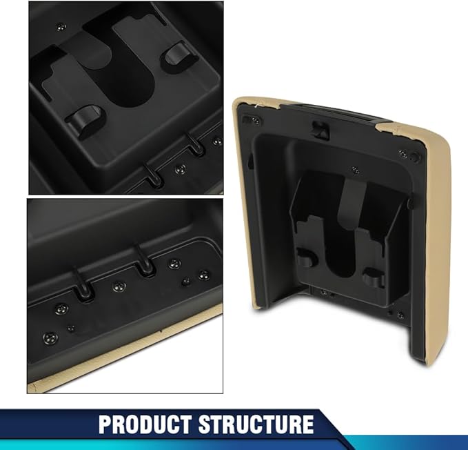 PIT66 Armrest Lid Cover Center Console Lid, Compatible with 2004-2008 Ford F150 5L3Z1506024AAD Console Armrest Top Lid Beige