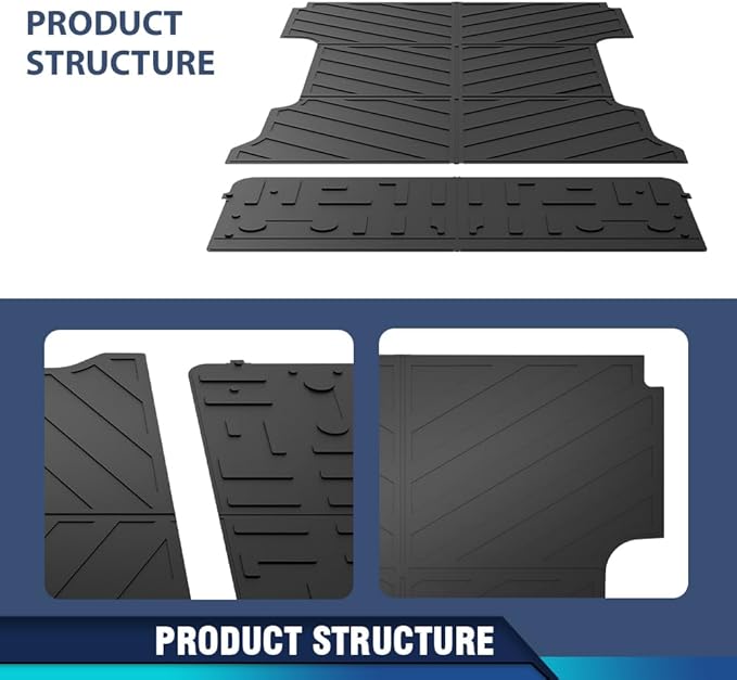 PIT66 TPE Floor Mats Fit Ford F150 2021-2025 Only Fit 6.5FT Long Truck Accessories Cargo Liners All Weather Protection 2Pcs Alfombrillas Y Revestimiento para Maletero Black