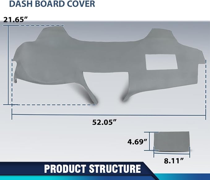 PIT66 Dash Cover Dashboard Bezel Compatible with Toyota Camry 2007 2008 2009 2010 2011 Instrument Panel Gray