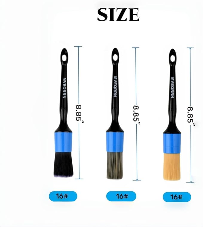 3pcs Car Detailing Brush Set-1pcs Boars Hair Car Detailing Brushes,1pcs Ultra Soft No Scratch Detailing Brush for Air Vent,Leather Seat 1pcs auto Detail Brushes for Interior Exterior(Blue)