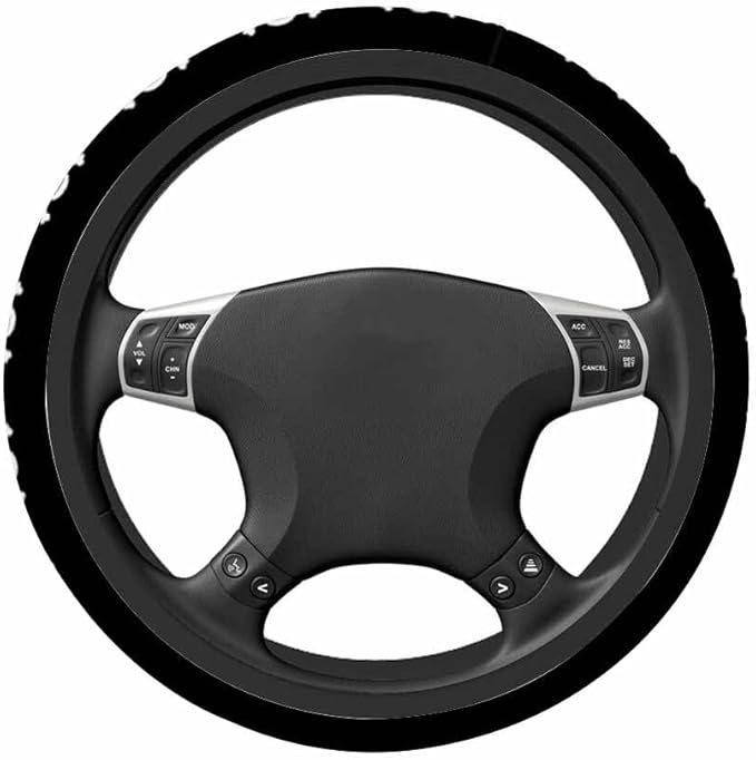 Skull Car Steering Wheel Cover Wearing a Yellow Hat Steering Wheel Cover Car Decor Suitable for Most Vehicles Including Trucks and SUV