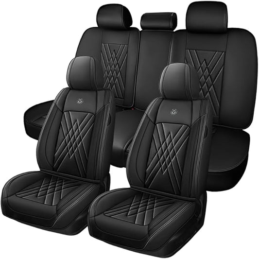 Seat Covers Fit for Toyota Corolla 2015-2026 Leather Car Seat Cover, Stylish Waterproof Breathable Easy to Install Airbag Compatibility, Auto Interior Accessories(5 Seat,Black)