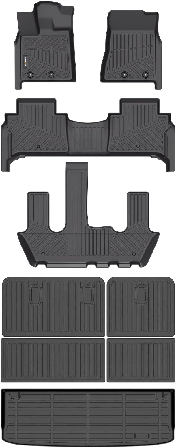 AIPOIL® Floor Floor Mats & Cargo Liner & Seatback Cargo Set for 2025 2026 Nissan Armada & Infiniti QX80 (7 Seats, Not Fit 8 Seats) All Weather TPE Car Full Set Floor Liners Custom Accessories - Black