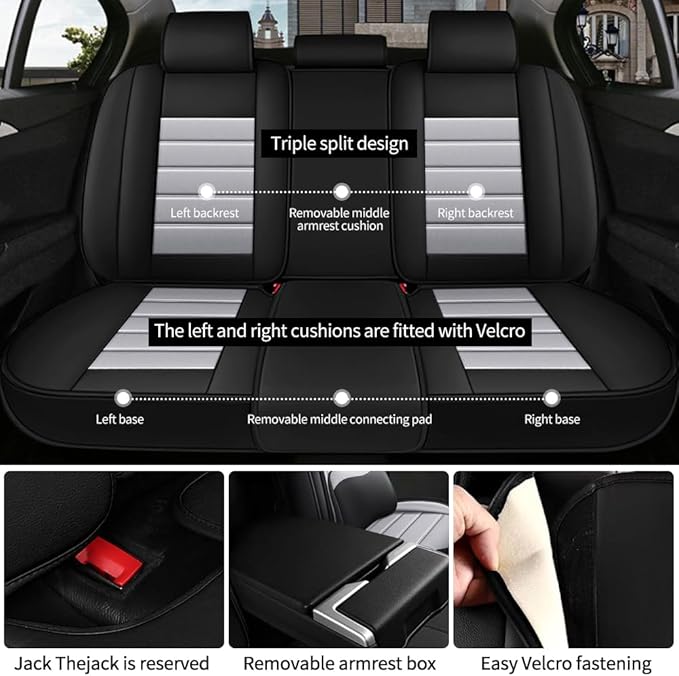 for Toyota Highlander 2006-2026 Seat Covers,Waterproof,Abrasion-Resistant PU Leather Full Set Seat Cover(Luxury Black&Gray)