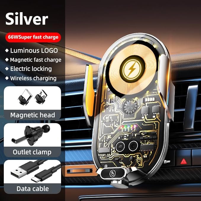66W Super Fast Car Wireless Charger, Advanced Car Phone Holder When The Phone is Close to or Touched by a Finger, The Mount Will Automatically Open. Widely Applicable, 15W Car Wireless Charger.