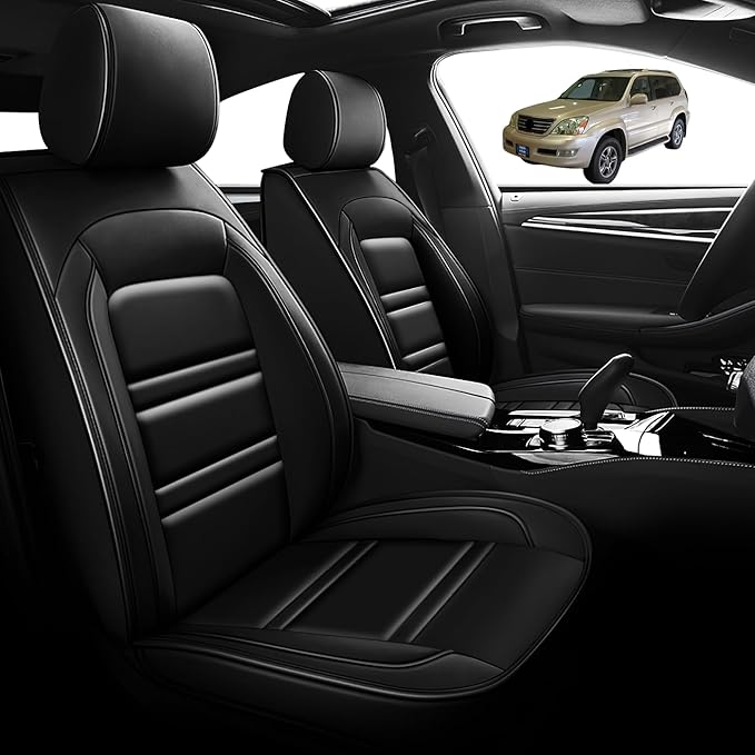 Seat Cover for Lexus Car gx470 2003-2009 | Car Seat Covers Front Seats, Waterproof Seat Protectors, Automotive Front Seat Covers (Front Seat, Black)