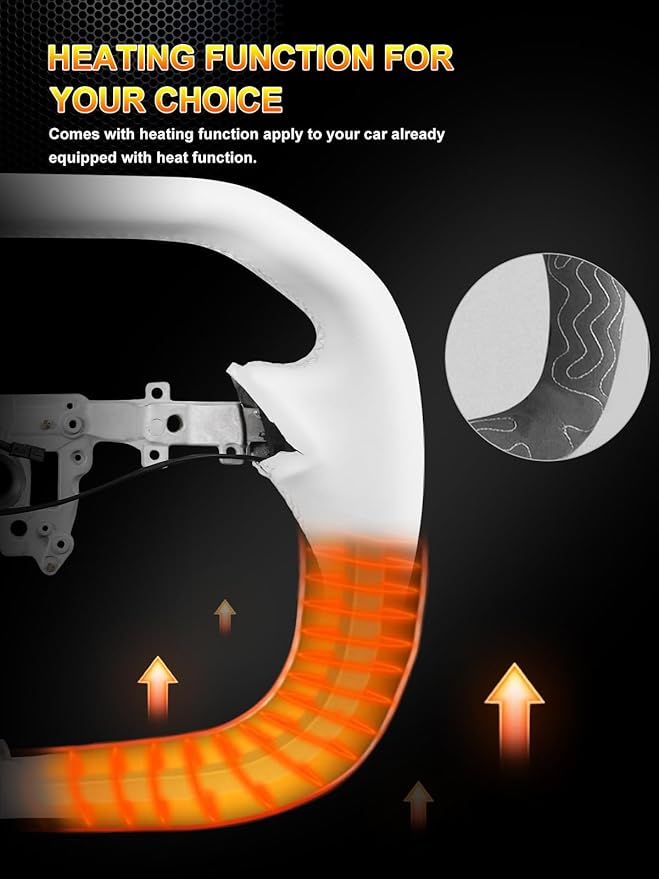 ZIMABLUE White Cyber Truck Steering Wheel For Tesla Model 3 Accessories 2024 2025, White Nappa Leather for Tesla Model 3 Highland 2024-2025 With Heating Function,Without stripe