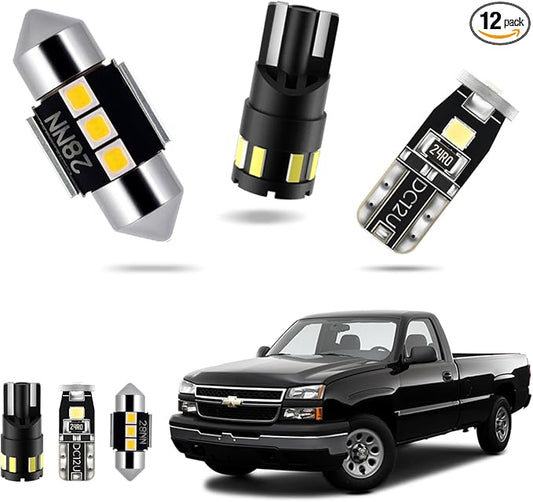 EASY EAGLE LED Interior Car Lights for Silverado/GMC-1999-2006: 12 Piece Kit White LED Light Bulbs - Super Bright 6000K + Install Tool