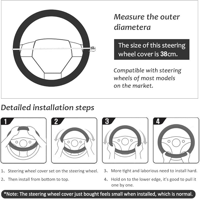 Universal 15 inch D-Type PU Leather Steering Wheel Cover, D-Type,Breathable, Anti-Slip, Odorless (Red-Black)