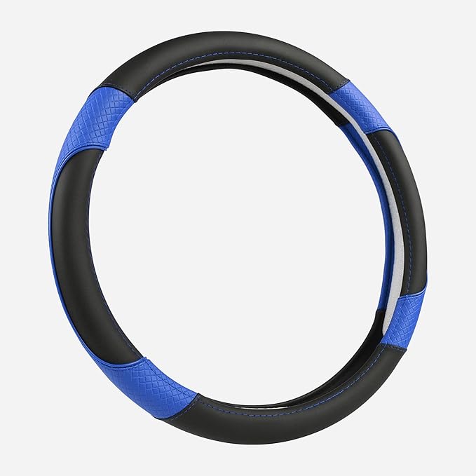 GIANT PANDA Steering Wheel Cover for Toyota, Auto Car Steering Wheel Cover for Toyota Highlander Rav4 Corolla Camry - Black + Blue