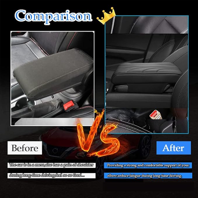 Upgraded Car Center Console Pad,Elbow Rest Pillow,PU Leather Armrest Cushion, Relieve Arm Fatigue,Great for Long-time Driving,Universal Car Armrest Seat Box Cover Protector for Most Vehicles