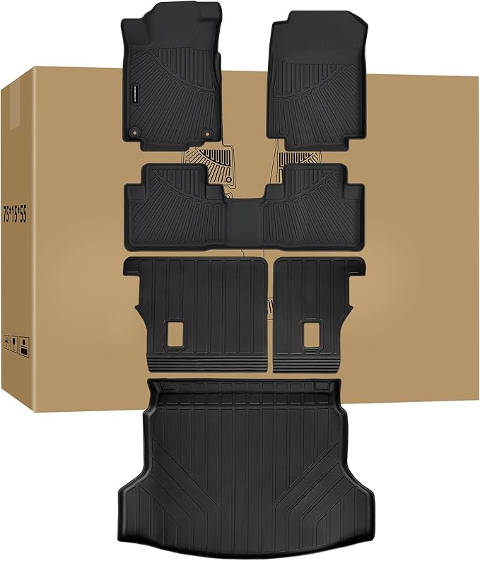 Floor Mats & Trunk Mat & Backrest Mat for 2012-2015 2016 Honda CR-V TPE All Weather Protection 2 Rows Car Mats with Velcro Rear Seats Backrest(Not Fit CRV Touring & EX-L)