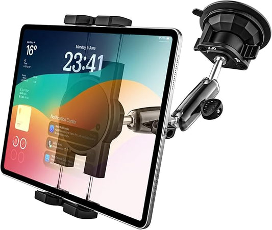 GDZN Car/Truck Heavy Duty Tablet Holder Mount [Shockproof Suction Cup] Windshield Dashboard Sunroof Tablet Mount for Truck/Car/Pickup, Metal Arm iPad Holder for Fits 4.7-13" iPad Pro Air Mini, iPhone