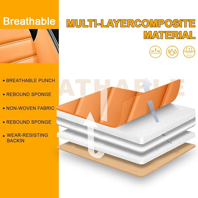 5 Seat Covers Fit for Acura Integra 2023-2026, Waterproof Premium Leather Automotive Accessories Seat Protectors Seat Cushions Wear-Resistant Car Seat Covers(Black&Orange,Full Set)