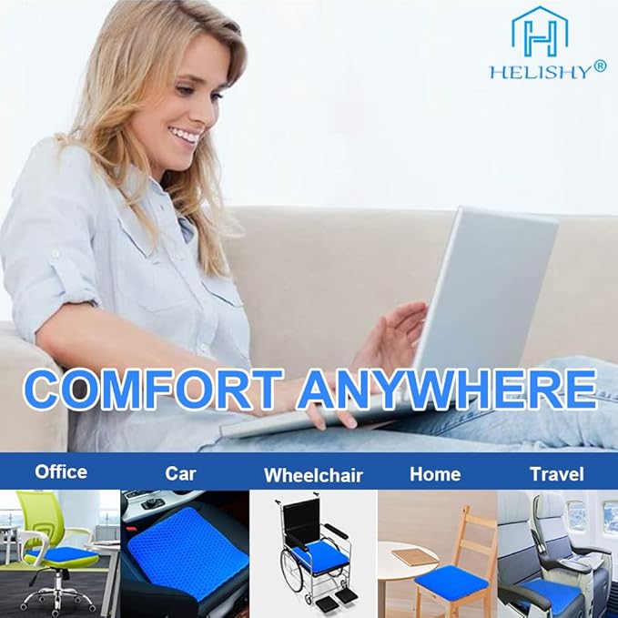 Gel Seat Cushion - Non-Slip Egg Seat Cushion Chair Pads - Office Chair Car Seat Cushion for Sciatica & Back Pain Relief - Coccyx Cushion for Home, Wheelchair, Computer, Desk Chair, Truck