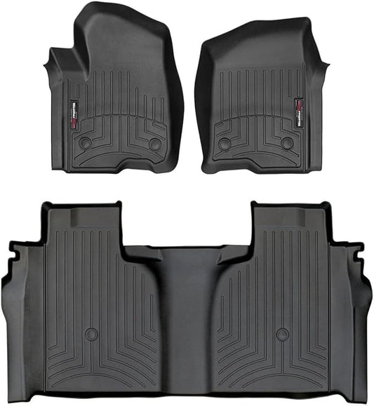Weathertech Custom Fit FloorLiners for Chevrolet Silverado 1500, Silverado 2500HD/3500HD, Silverado 1500 LTD - 1st & 2nd Row (441436-1-2), Black