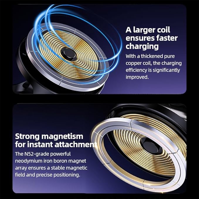 15W Magsafe Wireless Charging Car Phone Holder, 360° Adjustable Multifunctional Car Mount Charger, Fast Wireless Charging for iPhone 17 16 15 14 13 12 Pro Max, Good for Car Dashboards/Windshields