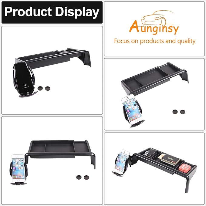 Aunginsy Center Console Dash Storage Tray with Phone Holder Compatible with Kia Telluride 2020-2022 Dashboard Storage Box Organizer Mobile Phone Mount Bracket Dash Storage Tray Interior Accessories