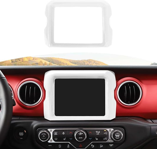 RT-TCZ for Jeep JL Center Console Radio Display Panel Trim Cover for Jeep Wrangler JL JLU Gladiator JT 2018-2023 White Interior Accessories 8.4 inch