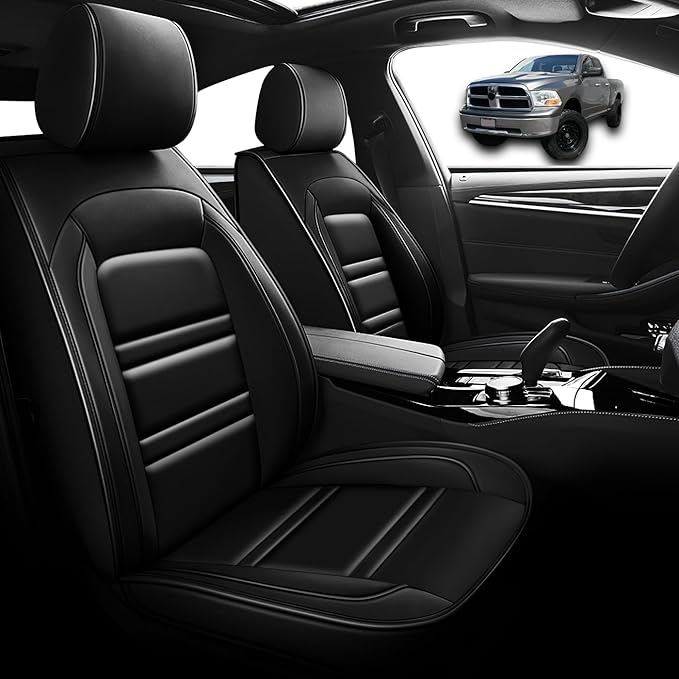 Seat Cover for Dodge ram 1500 2004-2011 | Car Seat Covers Front Seats, Waterproof Seat Protectors, Automotive Front Seat Covers (Front Seat, Black)