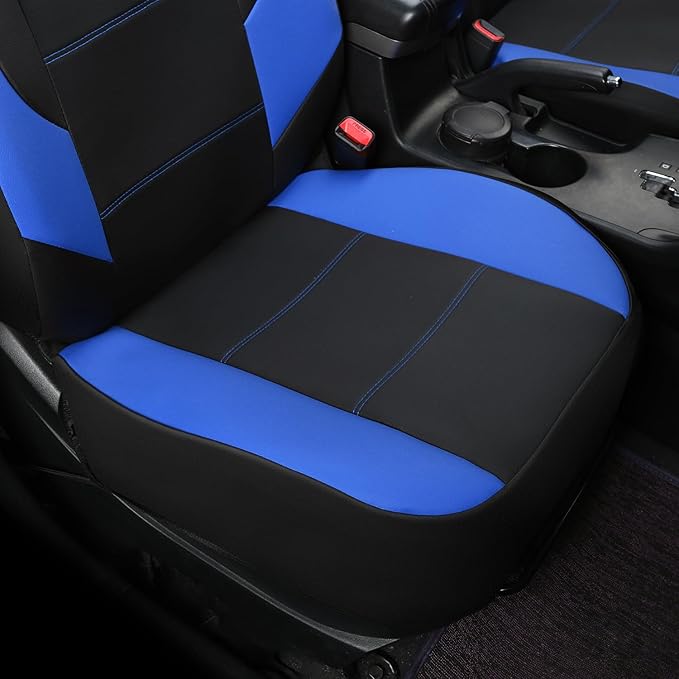 GIANT PANDA Front Car Seat Cover for Hyundai, Leather Bucket Seat Covers Custom Fit Hyundai Sonata Elantra Santa Fe Tucson Accent Kona Palisade Genesis Venue Ioniq(Blue+Black) 2-Pack