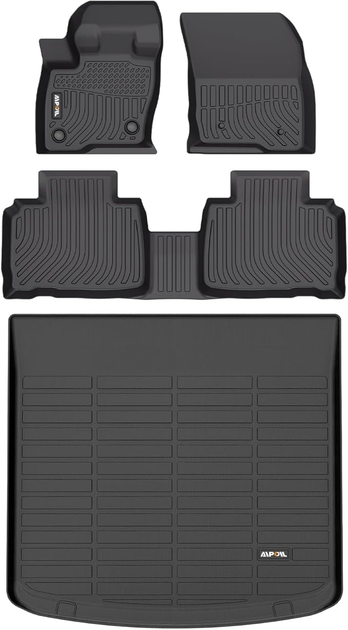 AIPOIL® Floor Mats & Cargo Liner Set for 2019-2023 Lincoln Nautilus & 2016-2018 Lincoln MKX All Weather Protection TPE Anti-Slip Automotive Full Set Custom Car Mats Accessories - Black