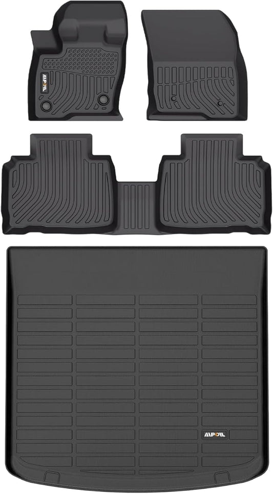 AIPOIL® Floor Mats & Cargo Liner Set for 2019-2023 Lincoln Nautilus & 2016-2018 Lincoln MKX All Weather Protection TPE Anti-Slip Automotive Full Set Custom Car Mats Accessories - Black