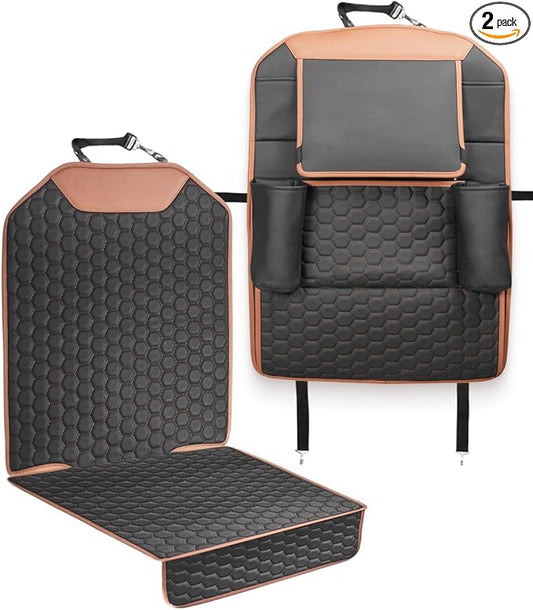 Owleys Set Seat Back Organizer & Car Seat Protector Hexy Waterproof & Non-Slip Protector for Child Car Cushion for Leather and Fabric Seats
