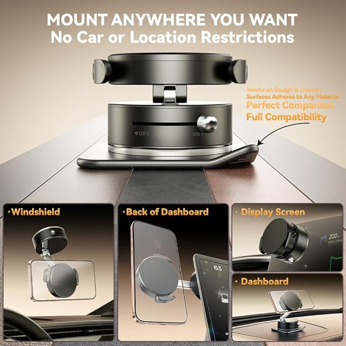 Universal Phone Holder for Car/Dashboard/Desk Adjustable & Foldable Phone Stand Compatible with Magnetic & Non-Magnetic Phones (All Phones 4-7") (White)