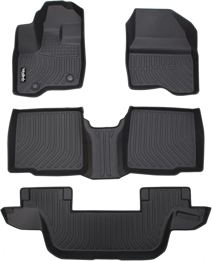 Wailtnb-Floor Mats Custom for Ford Explorer 2011-2014 7 Passenger Models Bench Seat All Weather Protection Waterproof Non-Slip Durable Floor Liners Fits Front& 2nd&3rd Row Accessories Black
