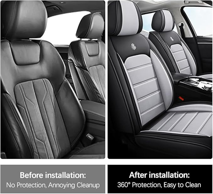 for Toyota Highlander 2006-2026 Seat Covers,Waterproof,Abrasion-Resistant PU Leather 2PCS Front Seat Cover(Black&Gray)