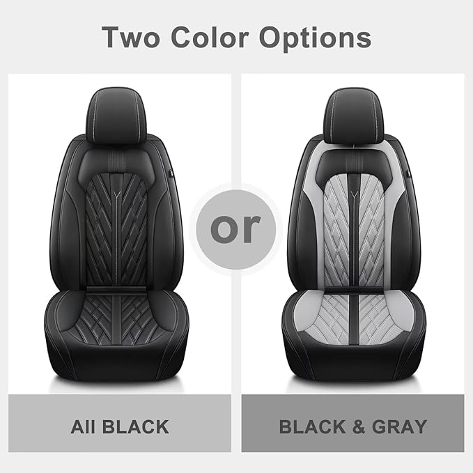 TTX LIGHTING Seat Covers Fit for Chevrolet/Chevy Trax 2024-2026 Front Seat Covers Faux Leather Car Seat Covers Breathable Waterproof Car Seat Protector (2 Seats, Black&Grey)