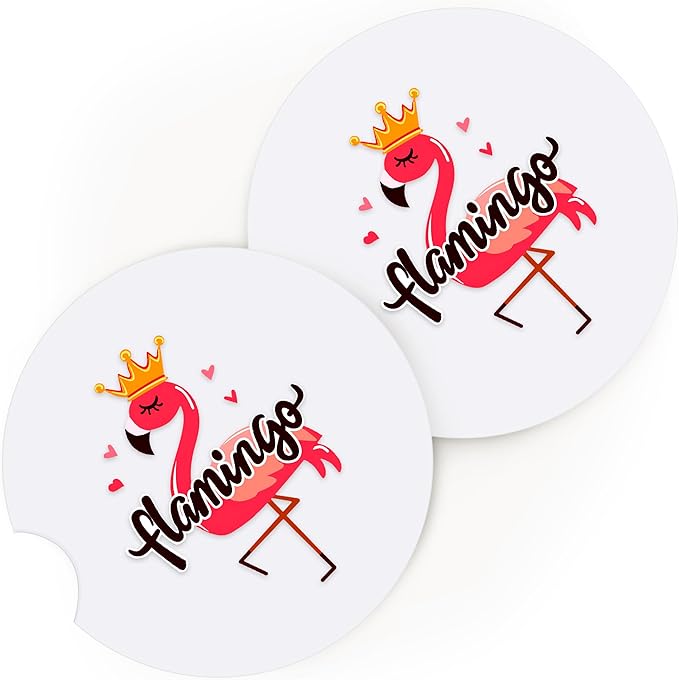 2 Pack Flamingo Car Cup Holder Coaster, Cute Car Interior Accessories Drink Coaster for Women & Men, Flamingo Lovers Themed Gifts Stuff Accessories Things Merchandise Items!