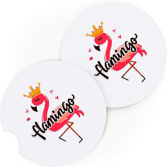 2 Pack Flamingo Car Cup Holder Coaster, Cute Car Interior Accessories Drink Coaster for Women & Men, Flamingo Lovers Themed Gifts Stuff Accessories Things Merchandise Items!