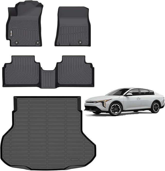 AIPOIL® Floor Mats & Cargo Liner Set for 2025 Kia K4 | All-Weather | Easy to Clean | All-Round Protection丨 TPE Anti-Slip Automotive Full Set Custom Car Mats Accessories - Black