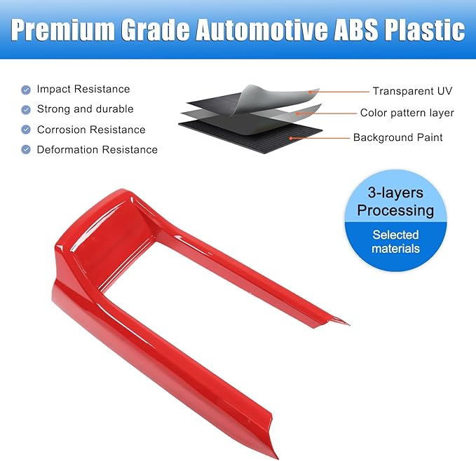 Armrest Box Frame Trim for Honda Pilot 2016-2022/ Ridgeline 2020-2023/ Passport 2019-2023 Accessories, ABS Center Console Armrest Box Frame Protective Cover (Sports Red)