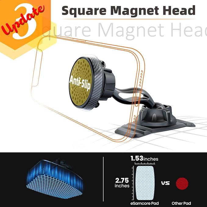 eSamcore Phone Holder for Car - Magnetic Car Phone Mount for Vehicle Dashboard, [Double 360 Adjustable Stand] Cell Phone Automobile Cradles with Strong Magnets for iPhone