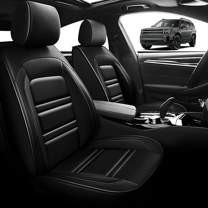 Seat Cover for Hyundai Car Santa fe 2001-2025 | Car Seat Covers Front Seats, Waterproof Seat Protectors, Automotive Front Seat Covers (Front Seat, Black)