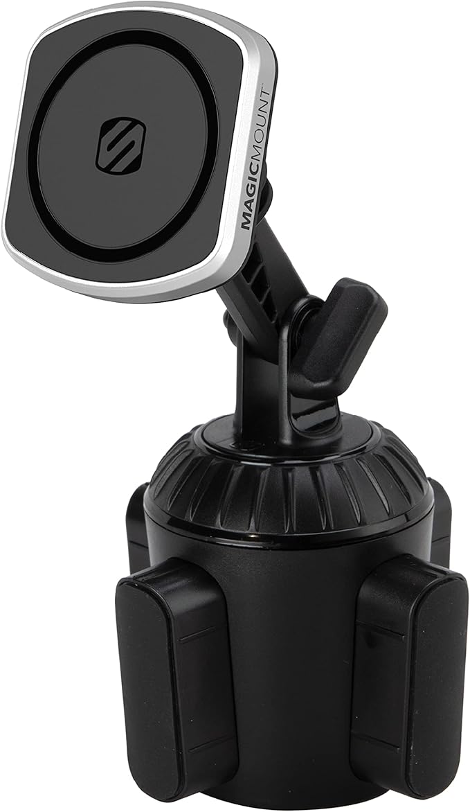 Scosche MP2CUPM-SP MagicMount Pro2 Cup Holder Magnetic Cell Phone Holder Car Mount Kit Compatible with MagSafe, iPhones, Galaxy, Pixel & All Smartphones