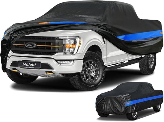 Pickup Truck Cover Waterproof All Weather, Full Exterior Truck Car Covers Snow Sun Protection, Fit Toyota Tacoma/Tundra, Chevy Silverado, GMC Sierra, Dodge RAM 1500 ect (up to 230 inch)
