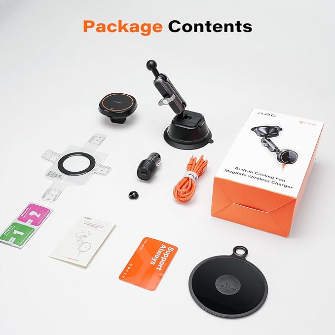 A2C Qi2 15W Wireless Charger for MagSafe Car Mount Charger Magnetic Suction Cup Phone Holder for iPhone 17/16/15/14/13/12, Adjustable Aluminum Alloy Arm, Windshield/Dashboard, Fast Charging