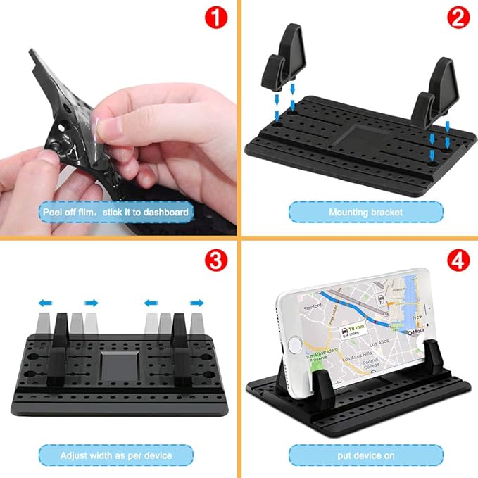 Phone Holder for Car with Air Vent Brush, Universal Silicone Car Cellphone Mount Antislip Vehicle Mobile Phone GPS Mounting Mat