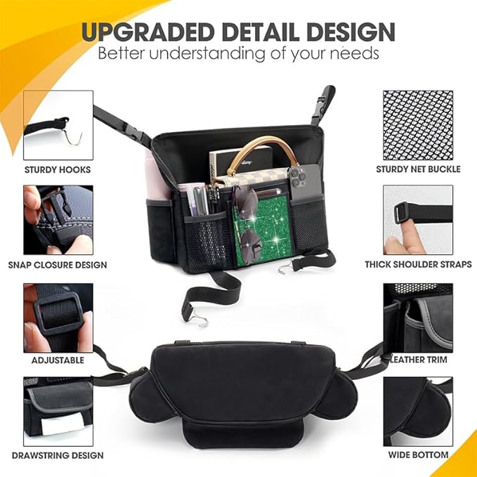 Green Diamond Car Handbag Holder Between Seats Bling Rhinestone Car Storage Bag Large Capacity Purse Phone Automotive Consoles Organizer Safe Barrier of Backseat Pet Kids