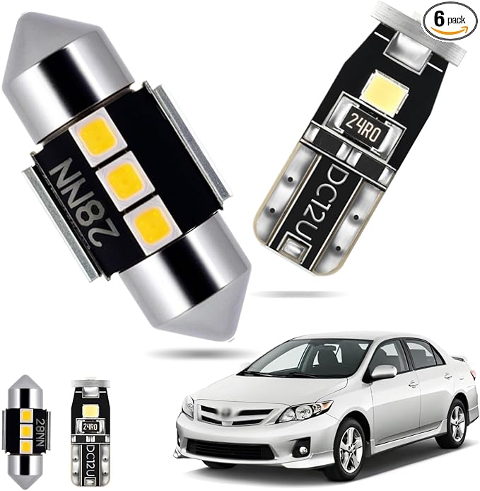 EASY EAGLE LED Interior Car Lights for Toyota-Corolla-2003-2012: 6 Piece Kit White LED Light Bulbs - Super Bright 6000K + Install Tool