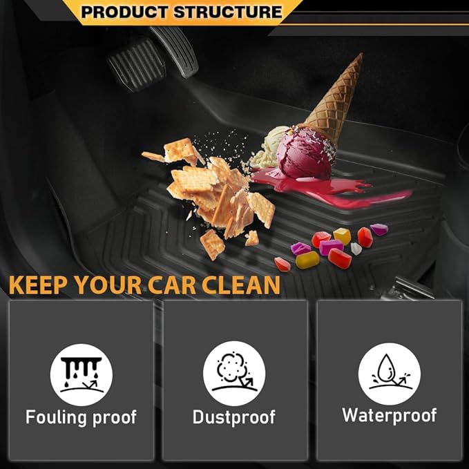 TPE Floor Mats Compatible with Honda Pilot 2023 2024 2025 4PCS All Weather 1st & 2nd & 3rd Row Floor Liners Interior Accessories Cargo Liner