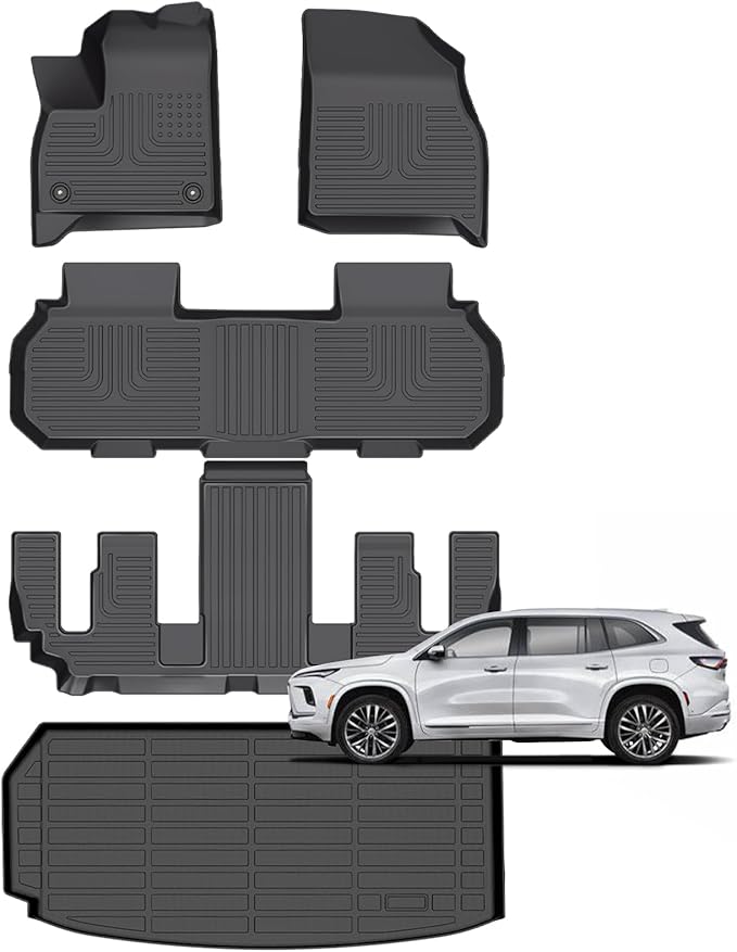 for Buick Enclave Floor Mats 2025 2026 & Chevy Traverse 2024-2026 (Only 7 Seats) & GMC Acadia 2024-2026 (Only 7 Seats),All Weather Car Mats for Chevy Traverse Cargo Liner Accessories