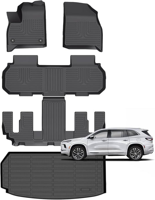 for Buick Enclave Floor Mats 2025 2026 & Chevy Traverse 2024-2026 (Only 7 Seats) & GMC Acadia 2024-2026 (Only 7 Seats),All Weather Car Mats for Chevy Traverse Cargo Liner Accessories