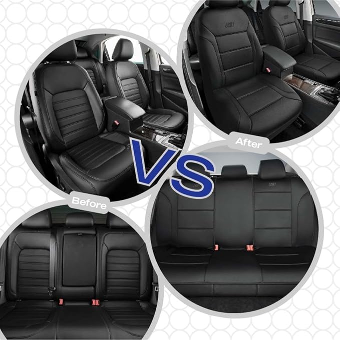 Skechers Memory Foam Car Seat Covers, Lycra Fabric Seat Covers, Seat Cover Full Sets Airbag Compatible, Automotive Comfort Protection for Most Cars, Trucks, SUVs, Black